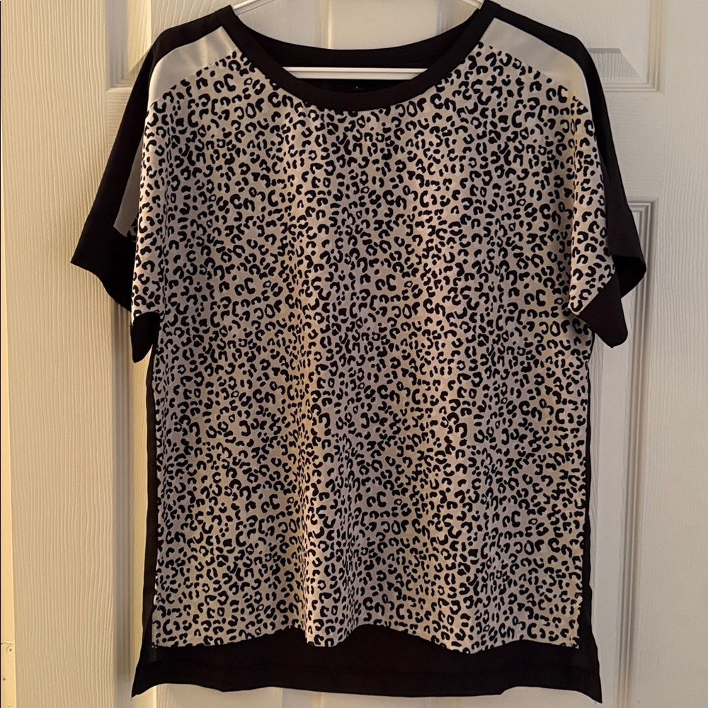DKNY Black and White Animal Print Top